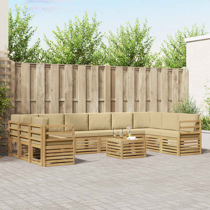 Utomhussoffset 11 pcs Vit och Beige 59 x 59 x 37 cm Polyester