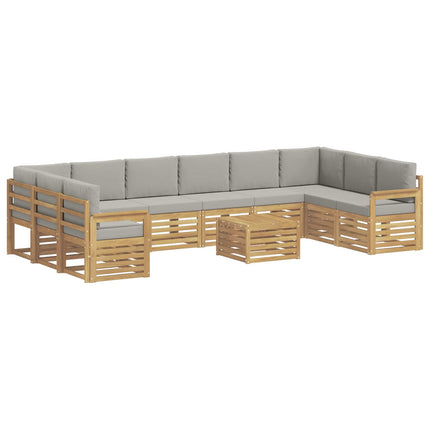 Utomhussoffset 8 pcs Vit och Ljusgrå 59 x 59 x 37 cm Polyester