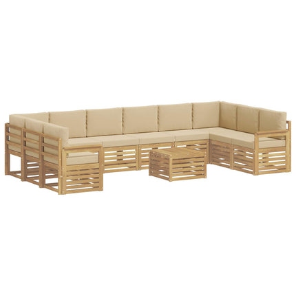 Utomhussoffset 8 pcs Vit och beige 59 x 59 x 37 cm Polyester