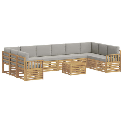 Utomhussoffset 8 pcs Vit och Ljusgrå 59 x 59 x 37 cm Polyester