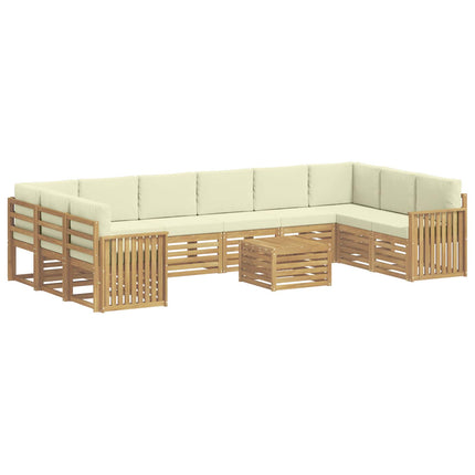 Utomhussoffset 11 pcs Vit och grädde 59 x 59 x 37 cm Polyester
