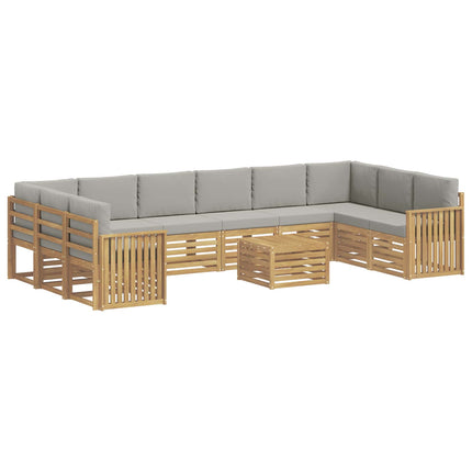Utomhussoffset 11 pcs Vit och ljusgrå 59 x 59 x 37 cm Polyester