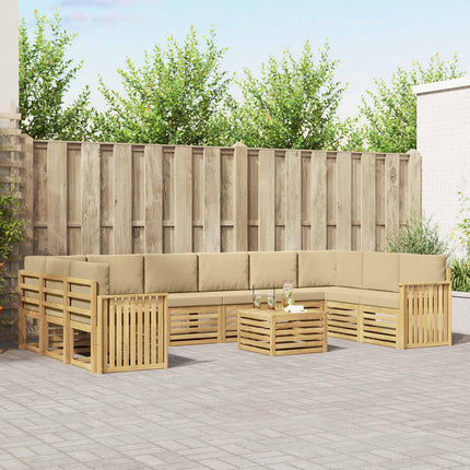 Utomhussoffset 11 pcs Vit och Beige 59 x 59 x 37 cm Polyester