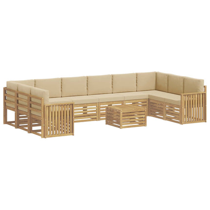 Utomhussoffset 11 pcs Vit och Beige 59 x 59 x 37 cm Polyester
