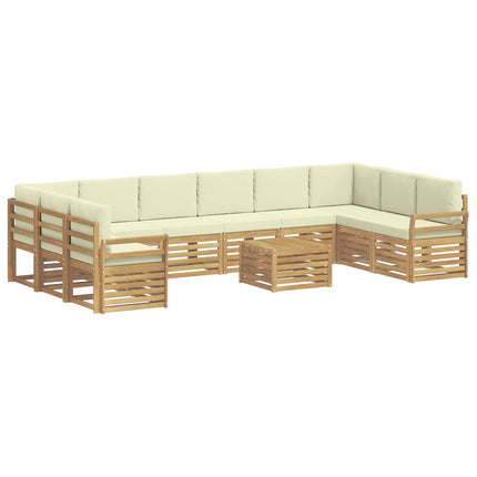 Utomhussoffset 11 pcs Vit och grädde 59 x 59 x 37 cm Polyester