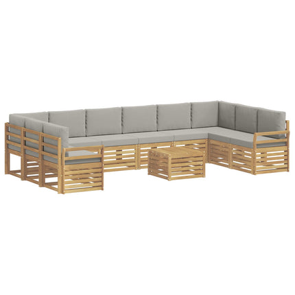 Utomhussoffset 11 pcs Vit och ljusgrå 59 x 59 x 37 cm Polyester