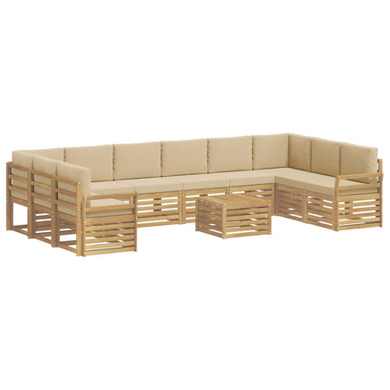 Utomhussoffset 11 pcs Vit och Beige 59 x 59 x 37 cm Polyester