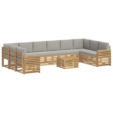 Utomhussoffset 11 pcs Vit och ljusgrå 59 x 59 x 37 cm Polyester