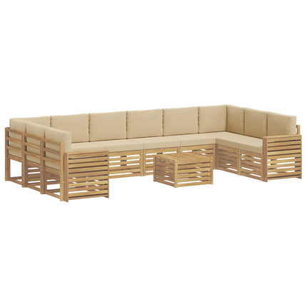 Utomhussoffset 11 pcs Vit och Beige 59 x 59 x 37 cm Polyester