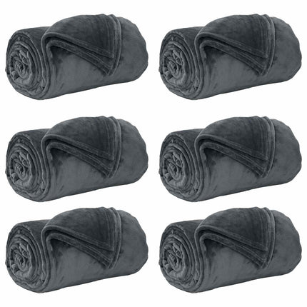 Filtar 6 pcs Mörkgrå 220 x 240 cm Fleece