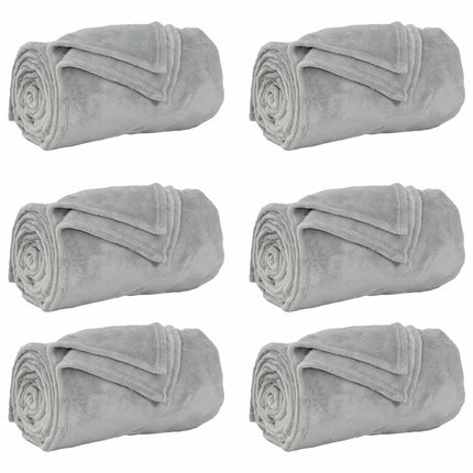 Filtar 6 pcs Grå 150 x 200 cm Fleece
