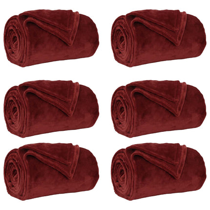 Filtar 6 pcs Bordeaux Röd 150 x 200 cm Fleece