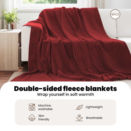 Filtar 6 st Bordeaux Röd 220 x 240 cm 8.24 Fleece