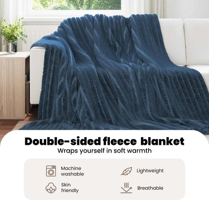Kastfilt Mörkblå 240 x 220 cm Fleece