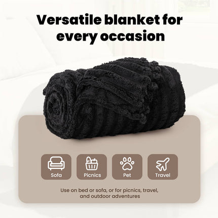 Filtar 6 st Svart 240 x 220 cm 8.76 Fleece