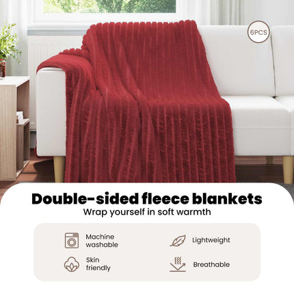 Filtar 6 st Bordeaux Röd 200 x 150 cm 4.75 Fleece