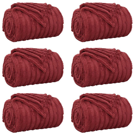 Filtar 6 pcs Bordeaux Röd 200 x 150 cm Fleece