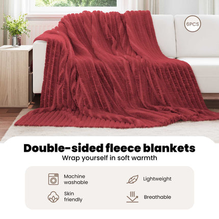 Filtar 6 st Bordeaux Röd 240 x 220 cm 8.76 Fleece