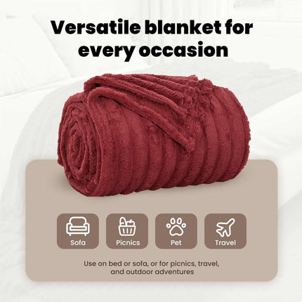 Filtar 6 st Bordeaux Röd 240 x 220 cm 8.76 Fleece