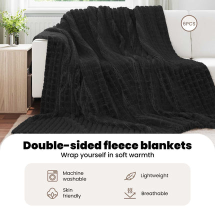 Filtar 6 st Svart 240 x 220 cm 8.63 Fleece