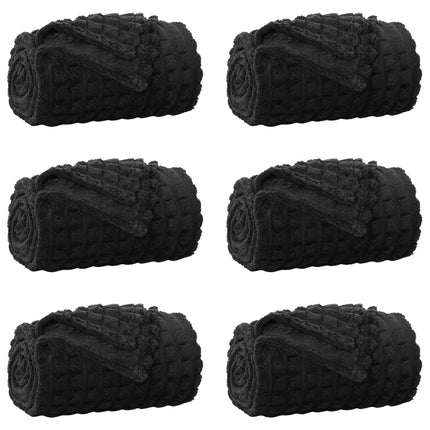 Filtar 6 pcs Svart 240 x 220 cm Fleece