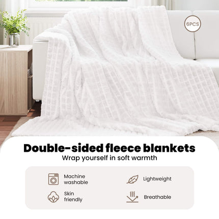 Filtar 6 st Vit 240 x 220 cm 8.63 Fleece