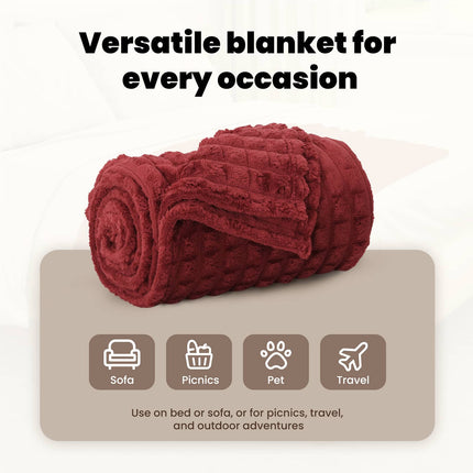 Filtar 6 st Bordeaux Röd 240 x 220 cm 8.63 Fleece
