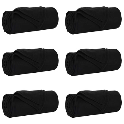 Filtar 6 pcs Svart 170 x 130 cm Fleece