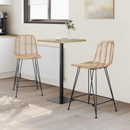 Barstol 2 pcs 44,5 x 54,5 x 97,5 cm Rattan och Järn