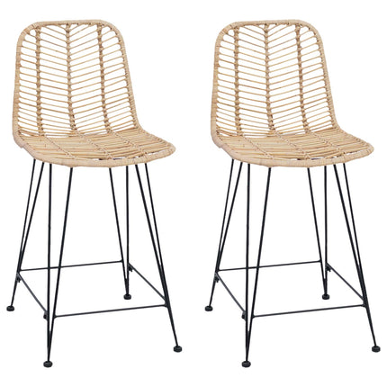 Barstol 2 pcs 44,5 x 54,5 x 97,5 cm Rattan och Järn