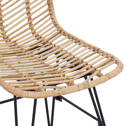 Barstol 2 pcs 44 x 52 x 111 cm Rattan och Järn