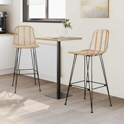 Barstol 2 pcs 44 x 52 x 111 cm Rattan och Järn