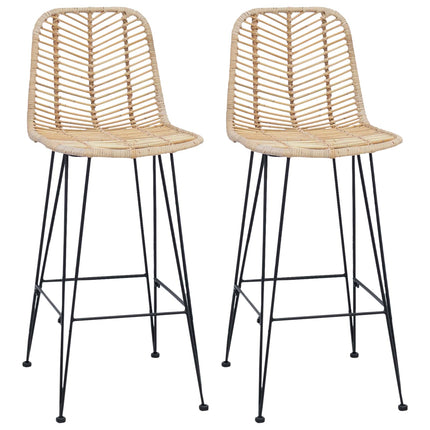 Barstol 2 st Naturfärg 44 x 52 x 111 cm Rattan och Järn