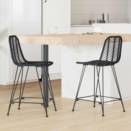 Barstol 2 pcs 44,5 x 54,5 x 97,5 cm Rattan och Järn