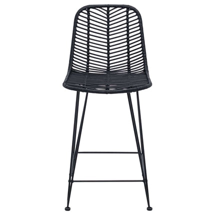 Barstol 2 st Svart 44,5 x 54,5 x 97,5 cm Rattan och Järn