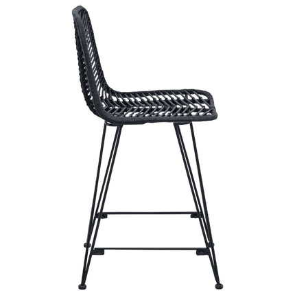Barstol 2 st Svart 44,5 x 54,5 x 97,5 cm Rattan och Järn