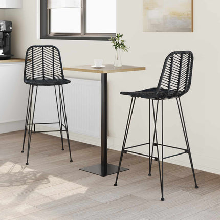 Barstol 2 pcs 44 x 52 x 111 cm Rattan och Järn