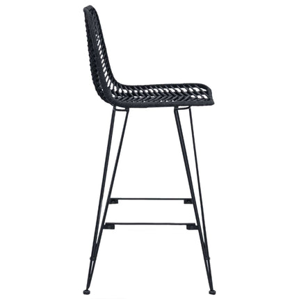 Barstol 2 st Svart 44 x 52 x 111 cm Rattan och Järn