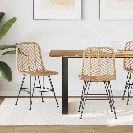 Matstol 2 pcs Rattan och Järn Naturfärg 44,5 x 54,5 x 85 cm