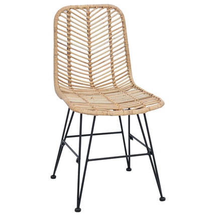 Matstol 2 pcs Rattan och Järn Naturfärg 44,5 x 54,5 x 85 cm