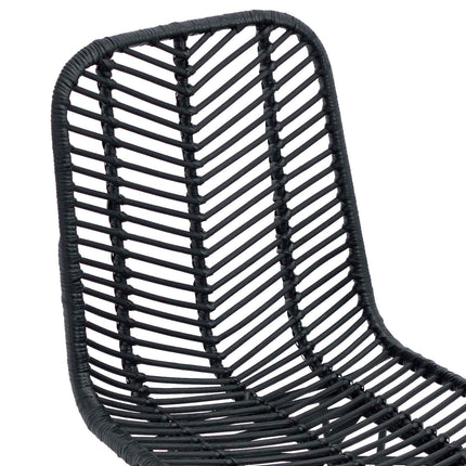 Matstol 2 pcs Rattan och Järn Svart 44,5 x 54,5 x 85 cm