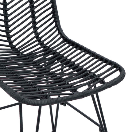 Matstol 2 pcs Rattan och Järn Svart 44,5 x 54,5 x 85 cm