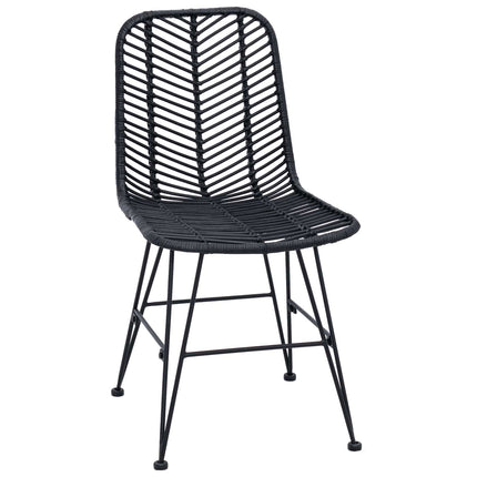Matstol 2 pcs Rattan och Järn Svart 44,5 x 54,5 x 85 cm