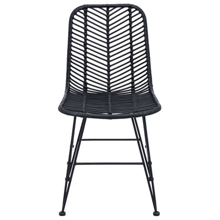 Matstol 2 pcs Rattan och Järn Svart 44,5 x 54,5 x 85 cm