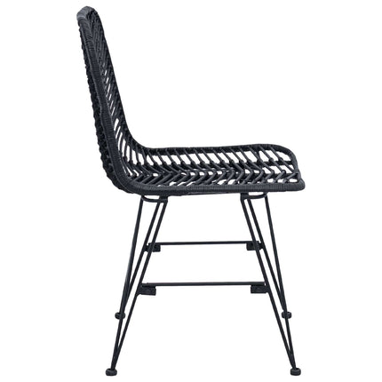 Matstol 2 pcs Rattan och Järn Svart 44,5 x 54,5 x 85 cm