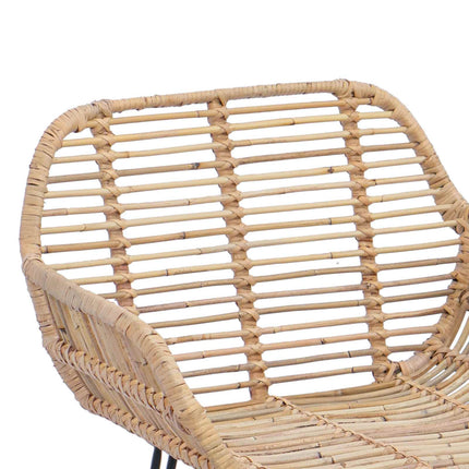 Barstol 2 pcs 55 x 52 x 92 cm Rattan och Järn