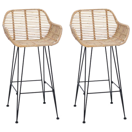 Barstol 2 pcs 55 x 52 x 92 cm Rattan och Järn