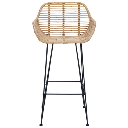 Barstol 2 st Naturfärg 55 x 52 x 92 cm Rattan och Järn