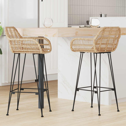Barstol 2 pcs 55 x 52 x 105 cm Rattan och Järn
