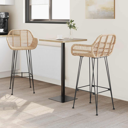 Barstol 2 pcs 55 x 52 x 105 cm Rattan och Järn